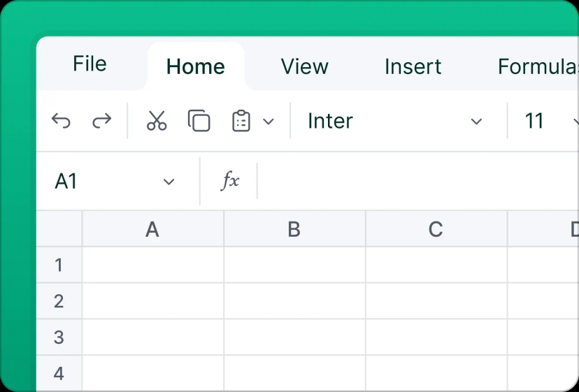 An image showing React Spreadsheet’s toolbar and ribbon layout for users to navigate to different menus or tools easily